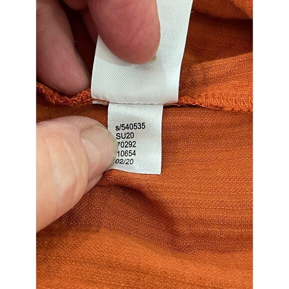 Loft‎ shirt women’s/juniors XSP rust color puff sleeves round stretch neckline - Picture 5 of 8